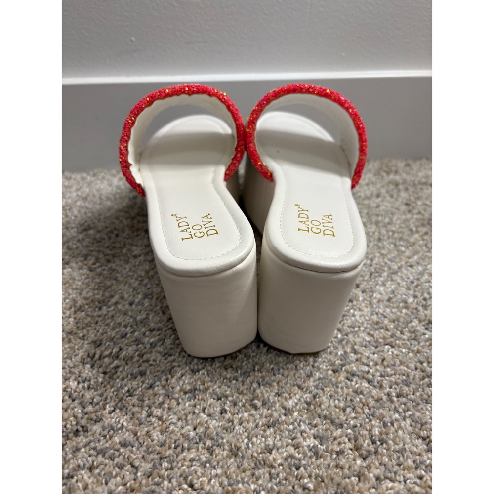 New Lady Go Diva Rainbow Platform Sandals – White – Size 5.5 - Picture 6 of 9